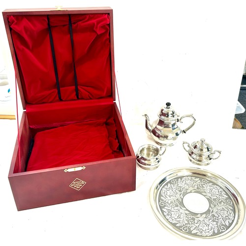 2 - Boxed Pewter Royal Selangor tea set with tray