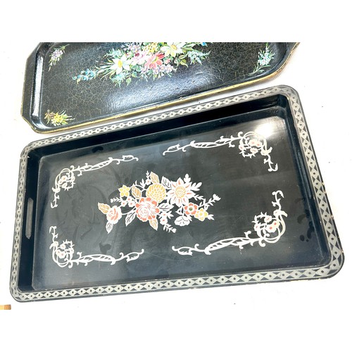 89 - 3 vintage lacquered trays, largest tray measures approximately 22 x 11 inches