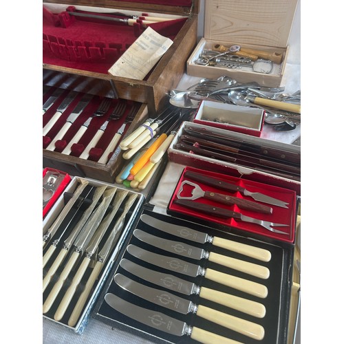 175 - Large selection of boxed cutlery sets to include EPNS sets etc, together with a selection of loose c... 