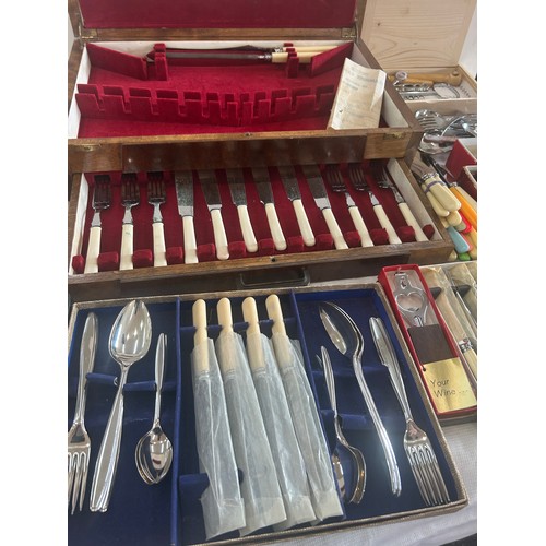 175 - Large selection of boxed cutlery sets to include EPNS sets etc, together with a selection of loose c... 