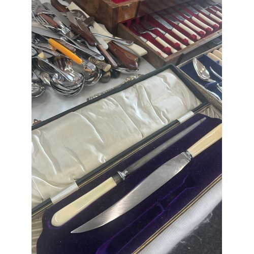 175 - Large selection of boxed cutlery sets to include EPNS sets etc, together with a selection of loose c... 