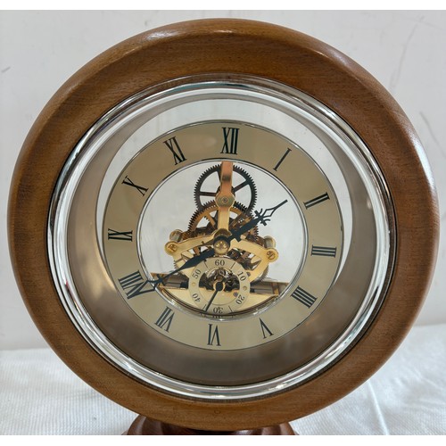 5 - Vintage wooden Masonic skeleton table clock, approximate height 10 inches