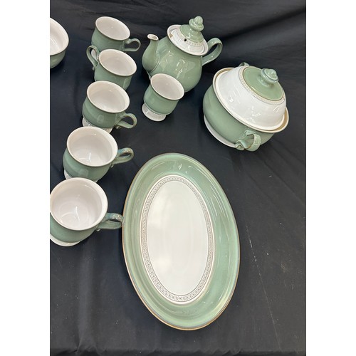 144 - Denby dinner service to include a lidded tureen, cups, bowls, side plates, dinner plates etc