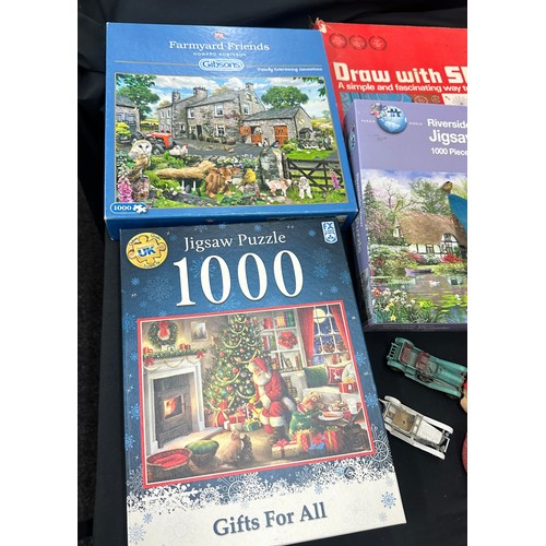 181 - Selection of vintage toys, teddies and games to include Sculpture puzzles 3D Veritical jigsaw 'The P... 