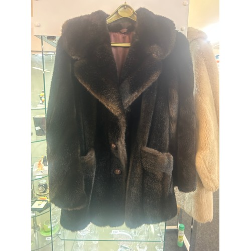 201 - Two vintage faux fur ladies coats size 14