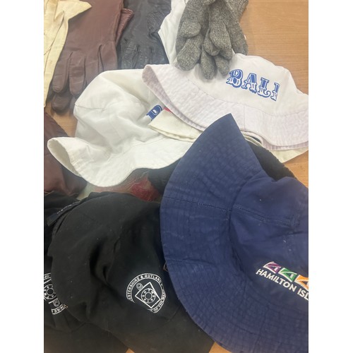 46 - Selection of assorted gloves, hats, includes masonic etc