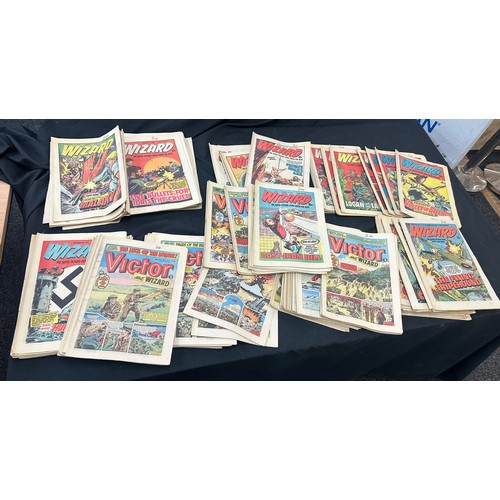 117 - Selection of vintage comics to include Victor, Wizard etc