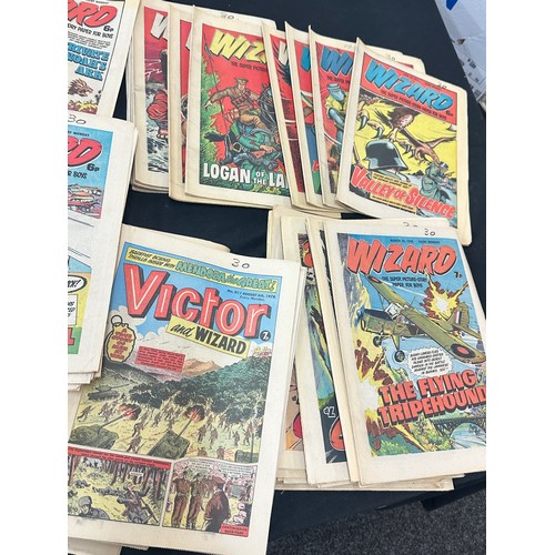 117 - Selection of vintage comics to include Victor, Wizard etc