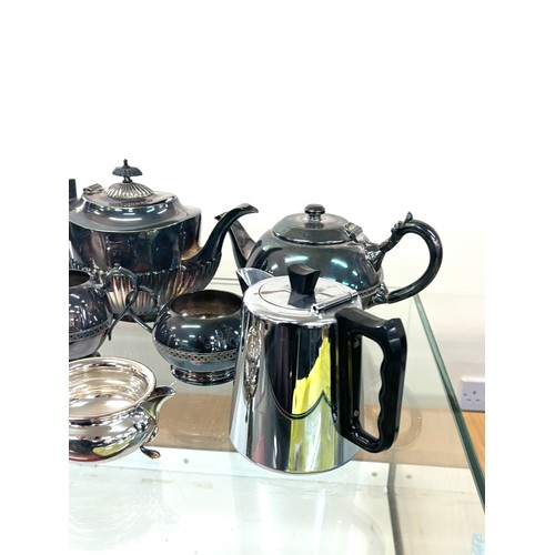 156 - Selection of silver plated items includes tea set, tea pots etc