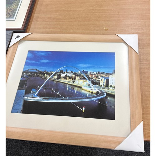 4 - Selection of framed prints and paintings to include two water colours largest measures approximately... 