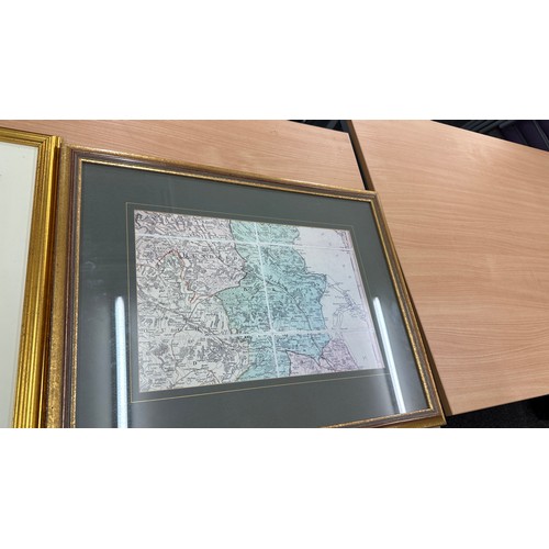 30 - Two framed maps one of ' Cheshire' and the other ' Burnham' largest measures approximately 25 inches... 