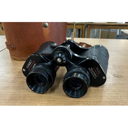 412 - Pair of vintage cased Sunset 7 x 35 binoculars