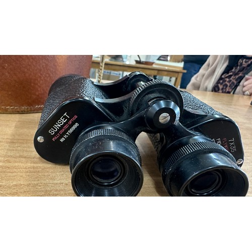 412 - Pair of vintage cased Sunset 7 x 35 binoculars