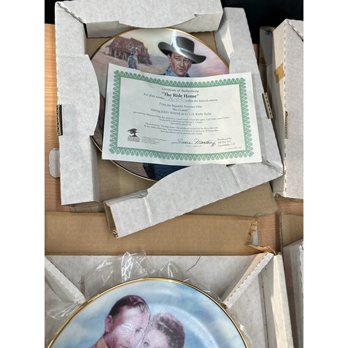 206 - Selection of vintage ' John Wayne' collectors plates to include ' John Wayne Republic Pictures Tribu... 