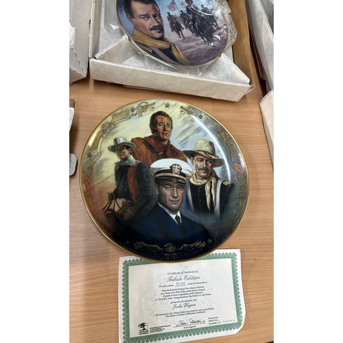 206 - Selection of vintage ' John Wayne' collectors plates to include ' John Wayne Republic Pictures Tribu... 