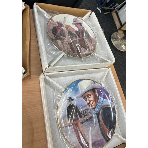 206 - Selection of vintage ' John Wayne' collectors plates to include ' John Wayne Republic Pictures Tribu... 