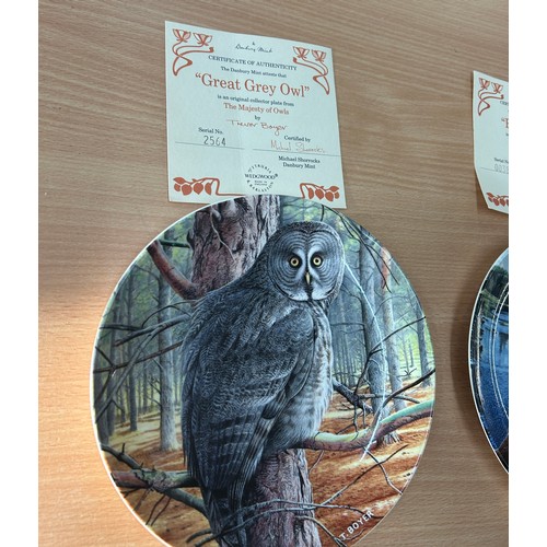 313 - Selection of four' The Majesty of Owls' from The Danby Mint Wedgwood collection to include ' Barn Ow... 