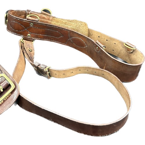 12 - 3 Sam Brown WW1/WW2 military leather belts