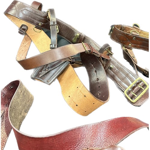 12 - 3 Sam Brown WW1/WW2 military leather belts