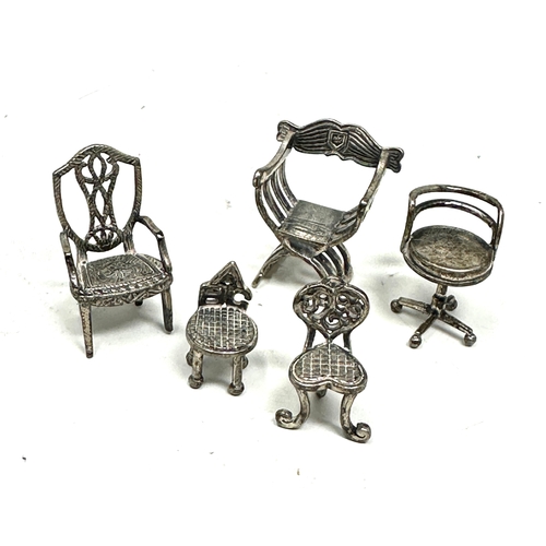 35 - 5 miniature silver chairs