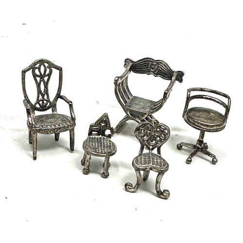 35 - 5 miniature silver chairs