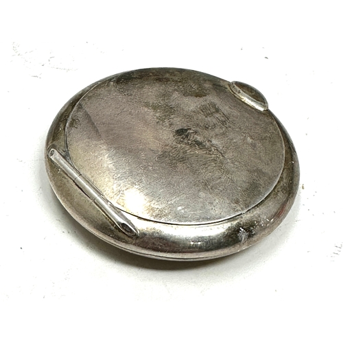 36 - Vintage silver powder compact measures approx 4.5cm dia birmingham silver hallmarks