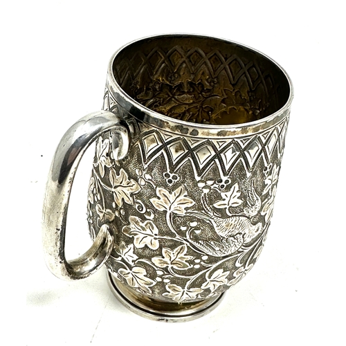 40 - Victorian silver christening mug london silver hallmarks later inscribed weight 128g