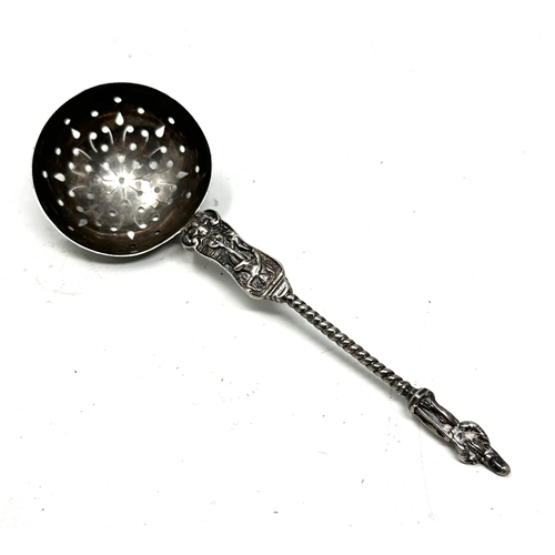 41 - Antique silver sifter spoon London silver hallmarks measures approx 16cm