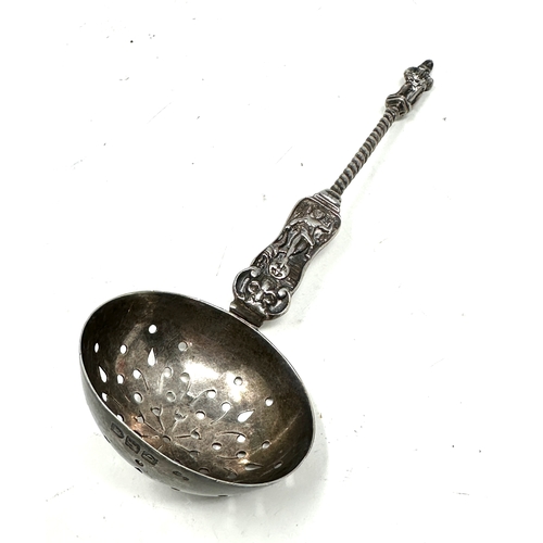 41 - Antique silver sifter spoon London silver hallmarks measures approx 16cm