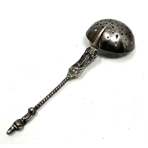 41 - Antique silver sifter spoon London silver hallmarks measures approx 16cm