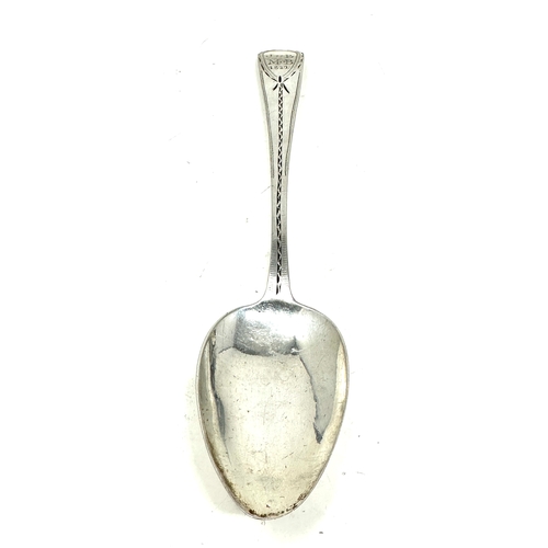 43 - Antique Georgian bright cut silver serving spoon measures approx 21cm exeter silver hallmarks joseph... 