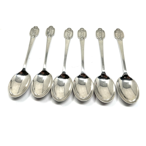 51 - set of 6 silver lady golf teaspoons weight 100g