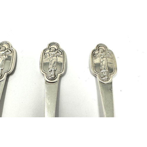 51 - set of 6 silver lady golf teaspoons weight 100g