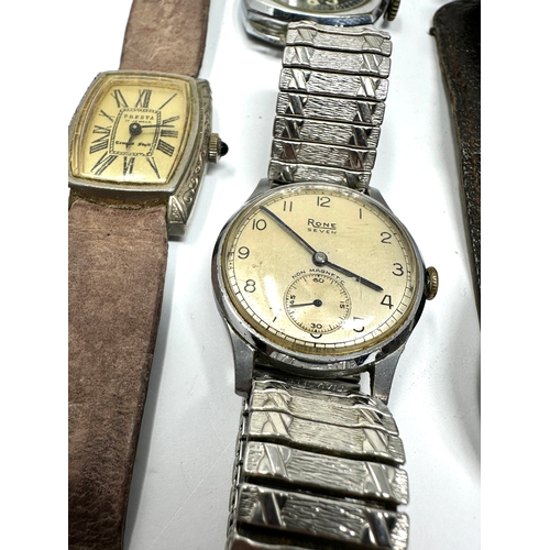 336 - 6 vintage gents wrist watches inc bentima rone seven trench style etc all untested spares or repair