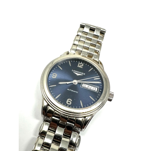 343 - Longines automatic day date L636.5 gents wristwatch the watch is ticking original longines s/steel b... 