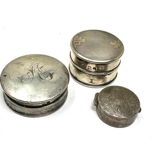 63 - 3 vintage silver pill boxes