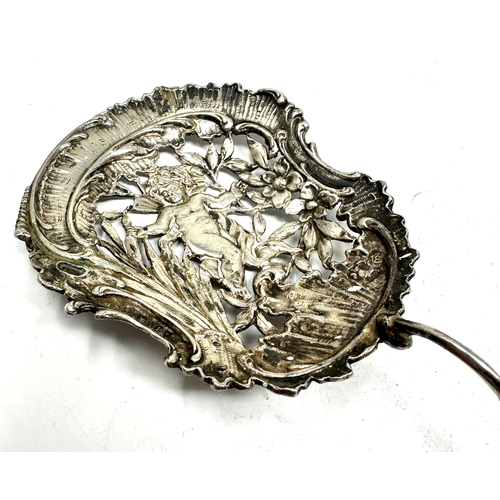 80 - Large Antique Hanau Germany 930 silver  Serving Scoop It has ornate openwork and high relief cherub ... 