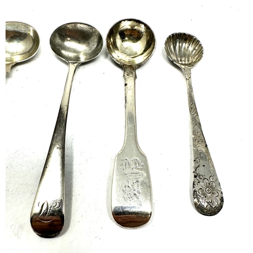 85 - 5 antique silver mustard spoons 4 georgian 1 victorian