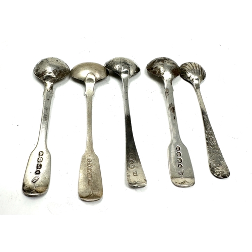 85 - 5 antique silver mustard spoons 4 georgian 1 victorian