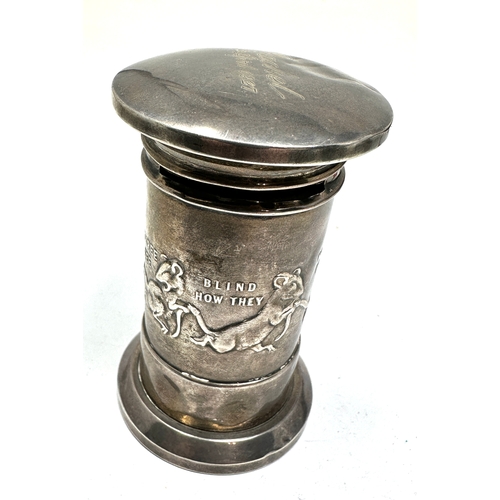 92 - Antique silver novelty Nursery rhyme money box chester silver hallmarks measures approx height 9cm n... 