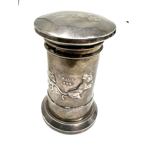 92 - Antique silver novelty Nursery rhyme money box chester silver hallmarks measures approx height 9cm n... 