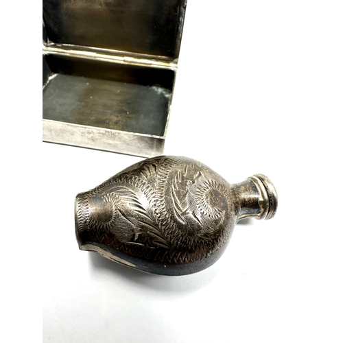 96 - Vintage silver pill box & small  silver perfume bottle