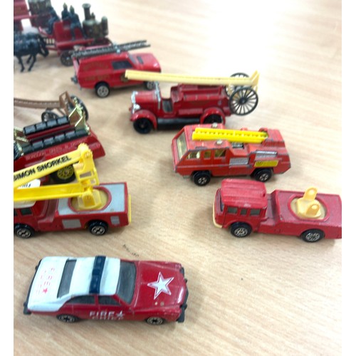 120 - Large selection of assorted Fire Engines/ trucks includes match box etc