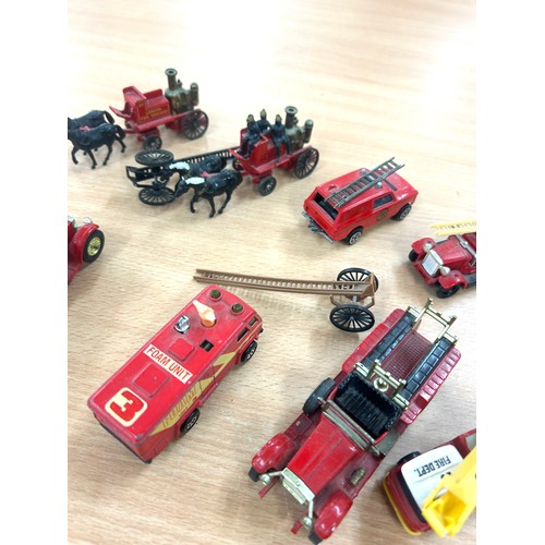 120 - Large selection of assorted Fire Engines/ trucks includes match box etc