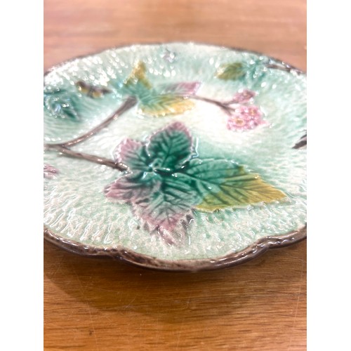 482 - Vintage Majolica side plate diameter approximately 8.5 inches