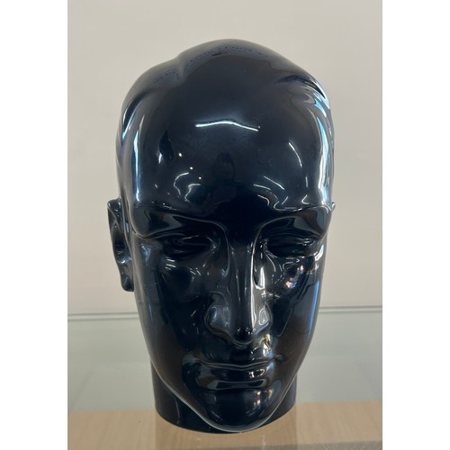 9 - Black glazed ceramic mannequin head, approximate measurements 10.5 inches