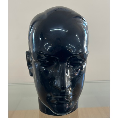 9 - Black glazed ceramic mannequin head, approximate measurements 10.5 inches