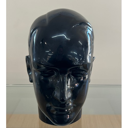 9 - Black glazed ceramic mannequin head, approximate measurements 10.5 inches