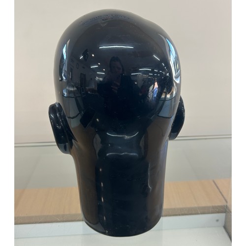 9 - Black glazed ceramic mannequin head, approximate measurements 10.5 inches