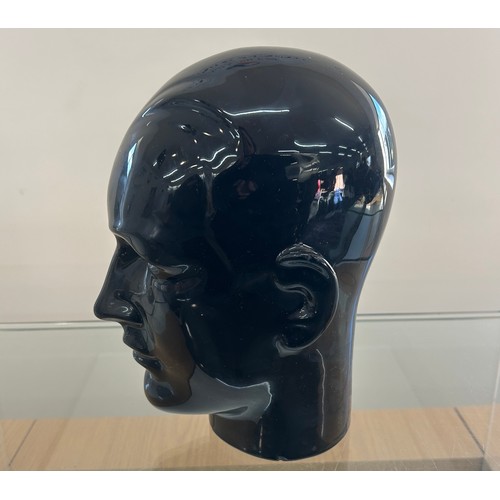 9 - Black glazed ceramic mannequin head, approximate measurements 10.5 inches